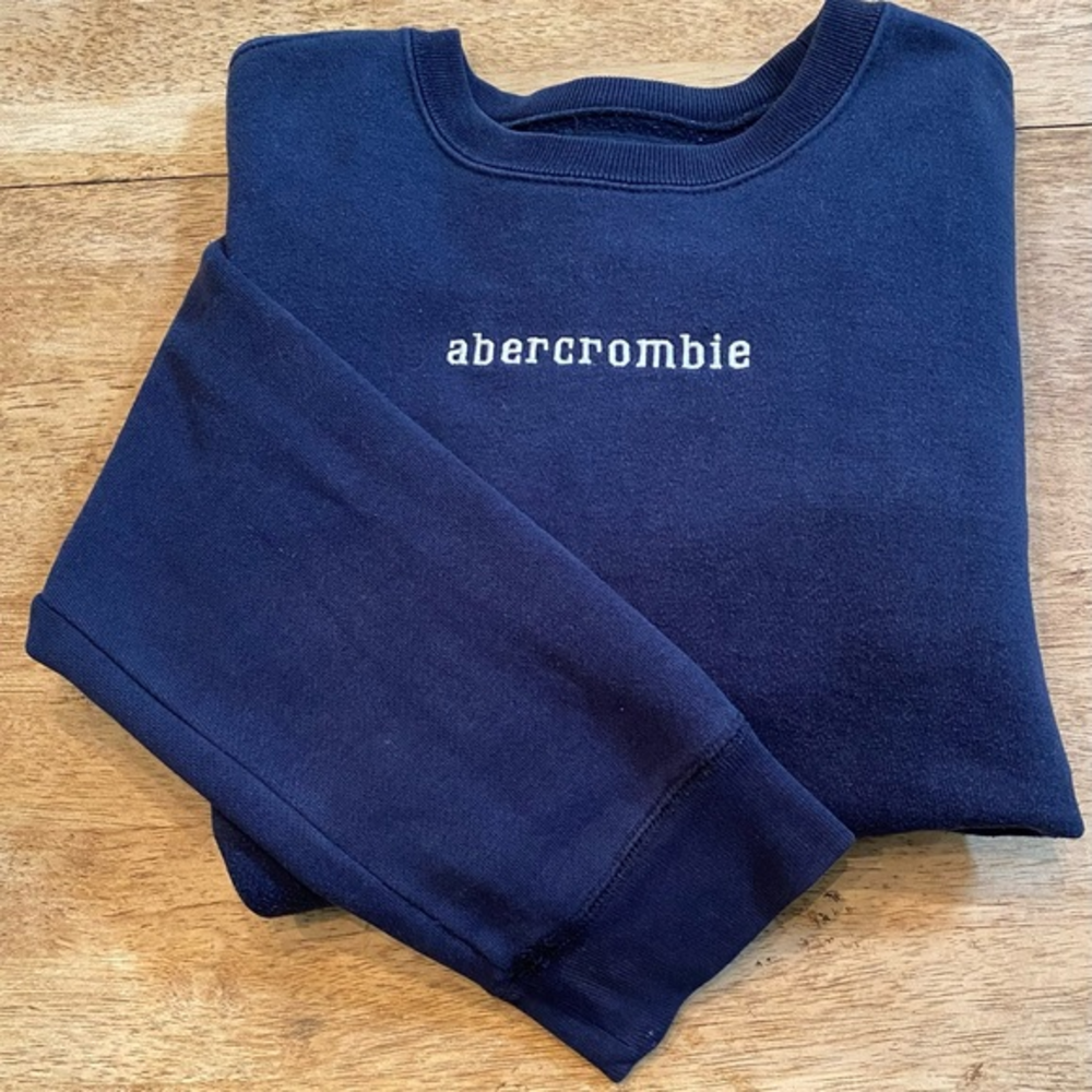Abercrombie Youth XL‎ Cotton/Poly Navy Crew Neck Graphic Pullover Sweatshirt